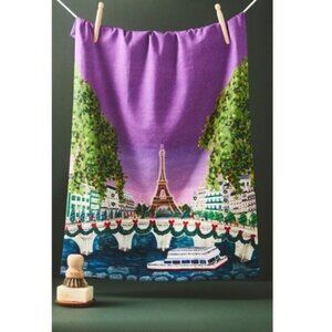 Anthropologie Holiday in the City Dish Towel NEW Paris Christmas French Gift